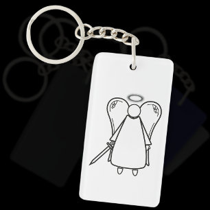 Porte-clefs Angel de vengeance blanc et noir mignon (double fa