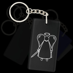 Porte-clefs Angel de vengeance noir et blanc mignon (double fa