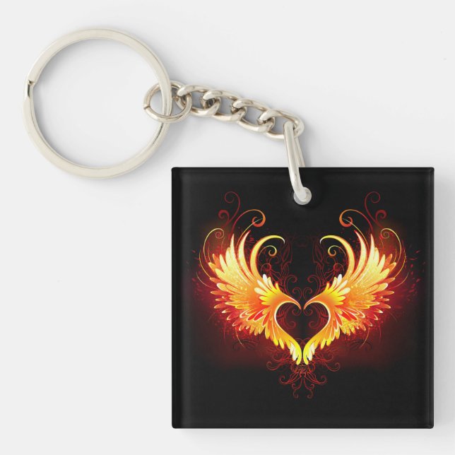 Porte-clefs Angel Fire Heart with Wings (Devant)