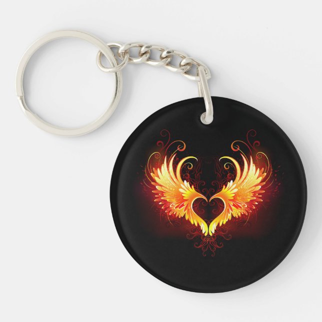 Porte-clefs Angel Fire Heart with Wings (Devant)