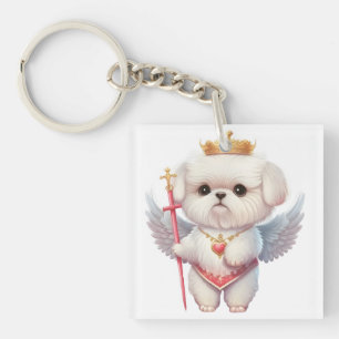 Porte-clefs Angel Maltese Chiot, Maltes amoureux de les chiens