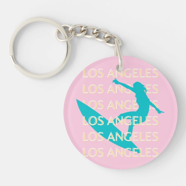 Porte-clefs Angeles Travel Art, Californie, Travel Art, Preppy (Devant)