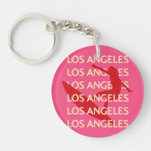 Porte-clefs Angeles Travel Art, Californie, Travel Art, rose