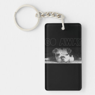 Porte-clefs Anglais Bulldog Chiot Distances Sociales S'Éloigne
