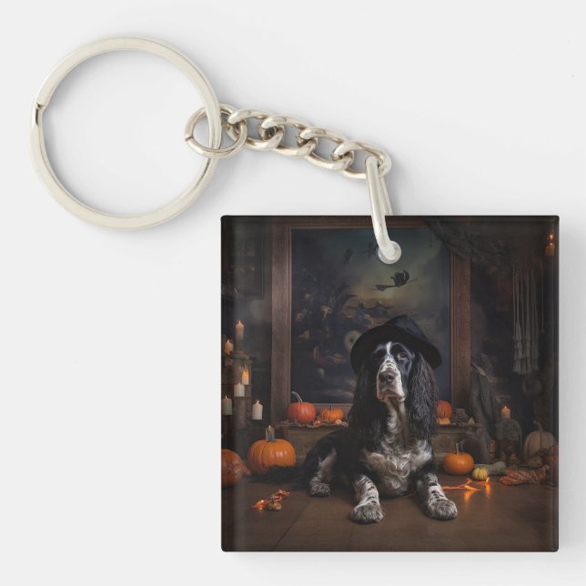Porte-clefs Anglais Cocker Espagnol Citrouille Halloween effra (Devant)