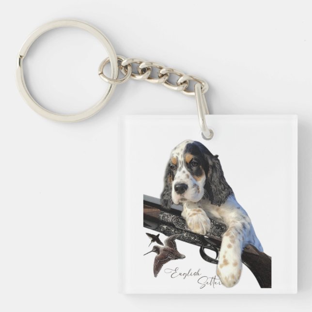 Porte-clefs Anglais Setter, mignon chiot T-Shirt Trucker chape (Devant)