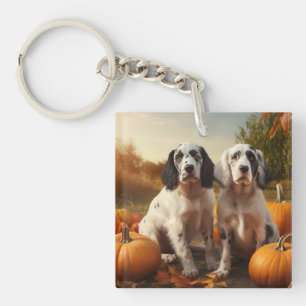 Porte-clefs Anglais Setter Puppy Automne Citrouille de plaisir