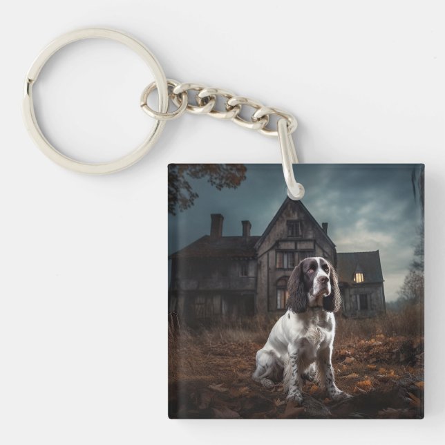 Porte-clefs Anglais Springer espagnol Halloween effroi (Devant)