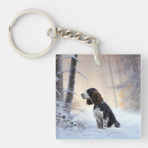 Porte-clefs Anglais Springer Spaniel Laissez-le neiger Noël