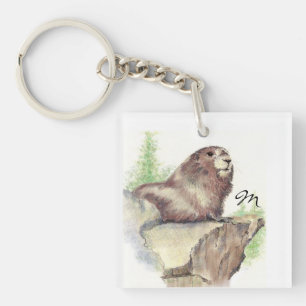 Porte-clefs Animal fait sur commande de Marmot de monogramme