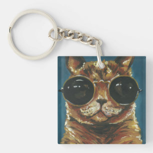 Porte-clefs Animal pimpant   Kitty dans des lunettes de soleil