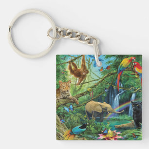 Porte-clefs Animals living together throw pillow