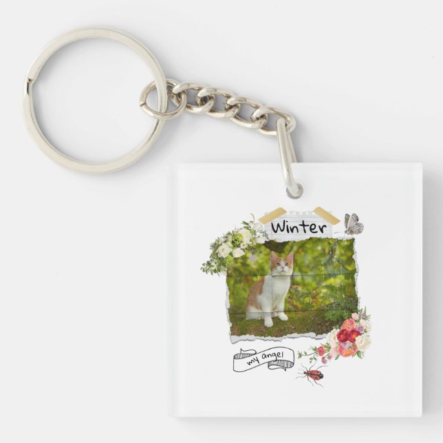 Porte-clefs Animaux de compagnie et fleurs collage évolutif cu (Devant)