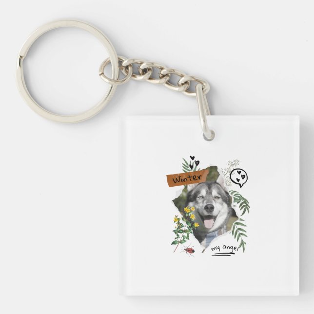Porte-clefs Animaux de compagnie et fleurs collage évolutif cu (Devant)