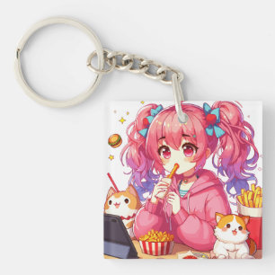 Porte-clefs Anime Bliss : Fille, Pommes de terre et Animal de 