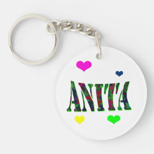 Porte-clefs Anita, Nom Logo Avec Coeurs Amoureux,