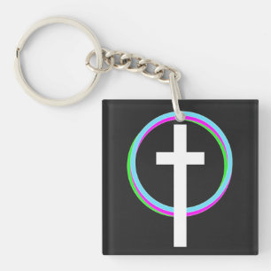 Porte-clefs Anneau circulaire néon Dios Logo chrétien de foi