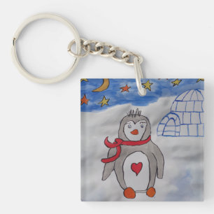 Porte-clefs Anneau clé de pingouin à neige d'hiver