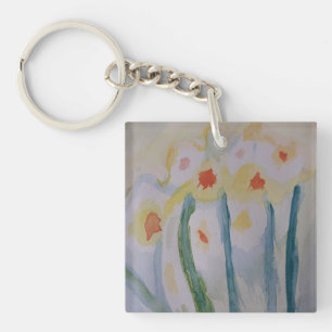 Porte-clefs Anneau de clé acrylique des jonquilles Abstraites