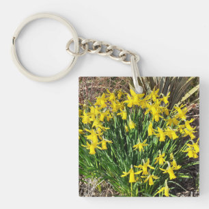 Porte-clefs Anneau de clé acrylique des jonquilles jaunes de p