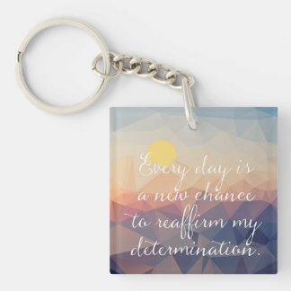 Porte-clefs Anneau de clé de motivation, texte de paysage géom