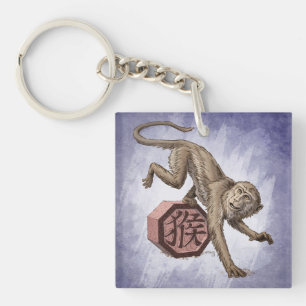 Porte-clefs Année de l'art chinois de zodiaque de singe