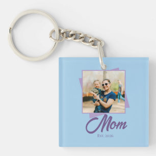 Porte-clefs Année d'établissement de maman avec photo de vacan
