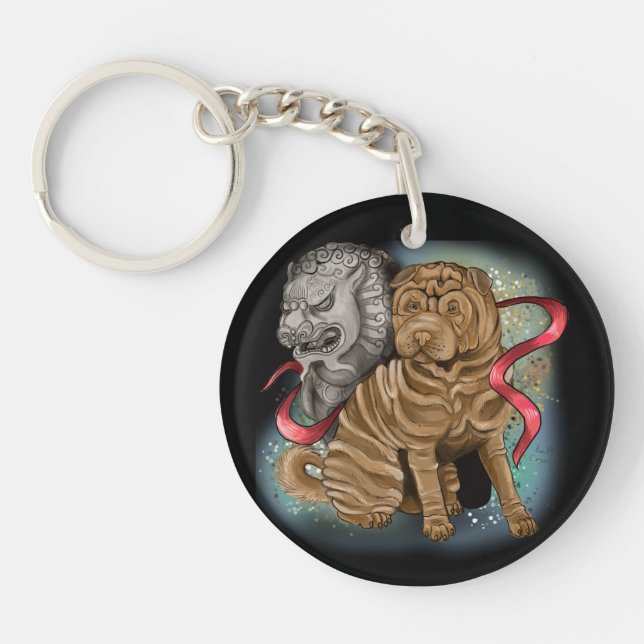 Porte-clefs année zodiaque chinoise du chien (Devant)
