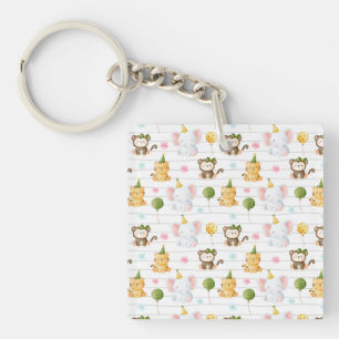 Porte-clefs Anniversaire 1 an Zoo Jungle Safari Animal Sauvage