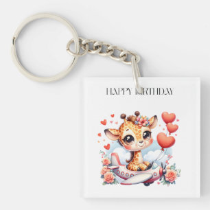 Porte-clefs Anniversaire Avion Girafe