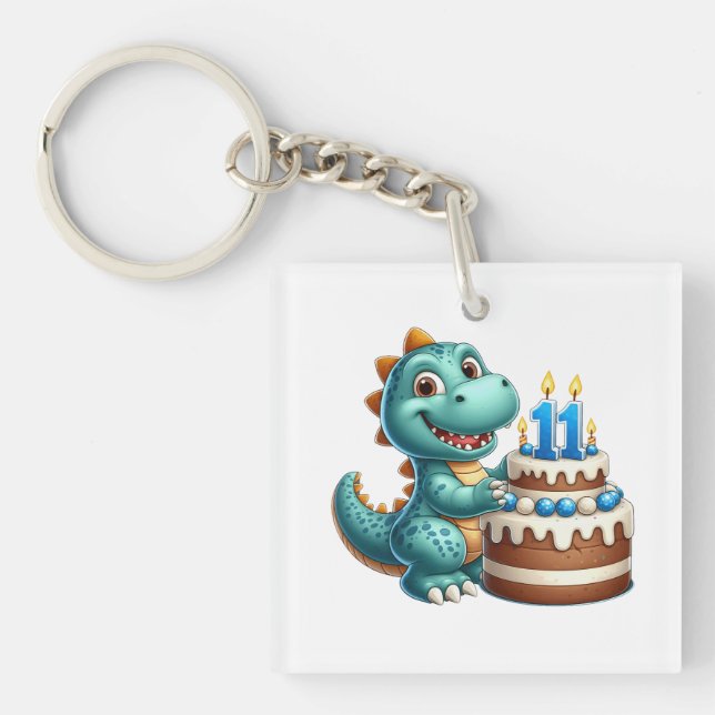 Porte-clefs Anniversaire de Dino 11 ans (Devant)