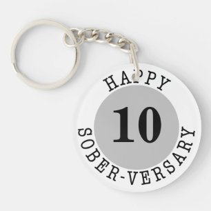 Porte-clefs Anniversaire de la sobriété gris-noir