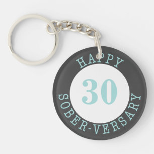 Porte-clefs Anniversaire de la sobriété Turquoise noir
