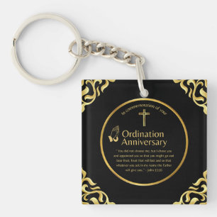 Porte-clefs Anniversaire de l'Ordination du pasteur prêtre Cle