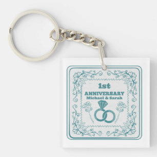Porte-clefs Anniversaire de mariage floral personnalisable ann