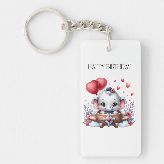 Porte-clefs Anniversaire d'éléphant volant (Devant)