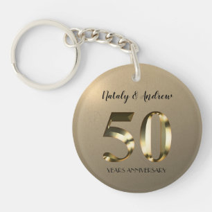Porte-clefs Anniversaire du 50e Mariage d'or métallique
