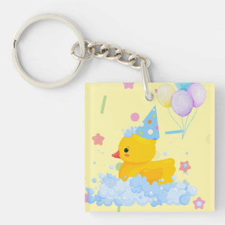 Porte-clefs Anniversaire du canard en caoutchouc avec bulles e