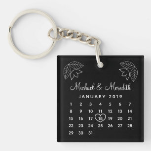 Porte-clefs Anniversaire du Mariage moderne Date Saint-Valenti