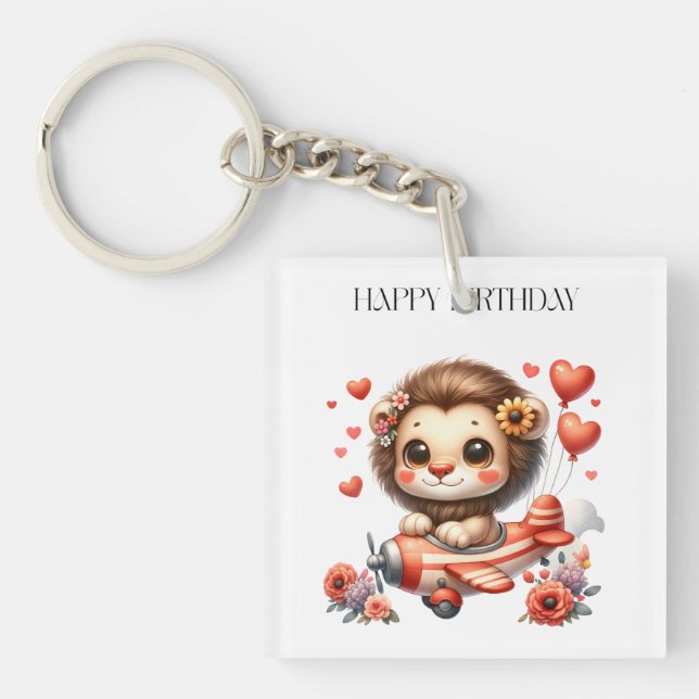 Porte-clefs Anniversaire Lion Pilote (Devant)
