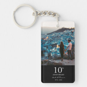Porte-clefs Anniversaire personnalisé photo mariage chic noir