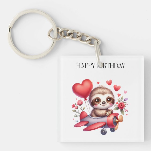 Porte-clefs Anniversaire Pilote Paresseux (Devant)