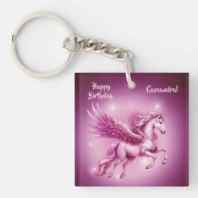 Porte-clefs Anniversaire Pink Pegasus Design Imaginaire (Devant)