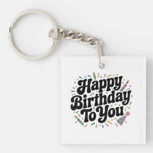 Porte-clefs Anniversaire Rétro Confettis