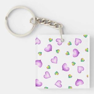 Porte-clefs Anniversaire romantique du coeur mauve