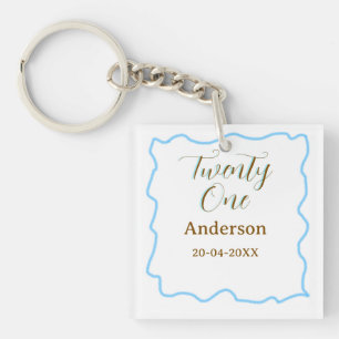 Porte-clefs anniversaire vingt et un ans bordure espagnole ble