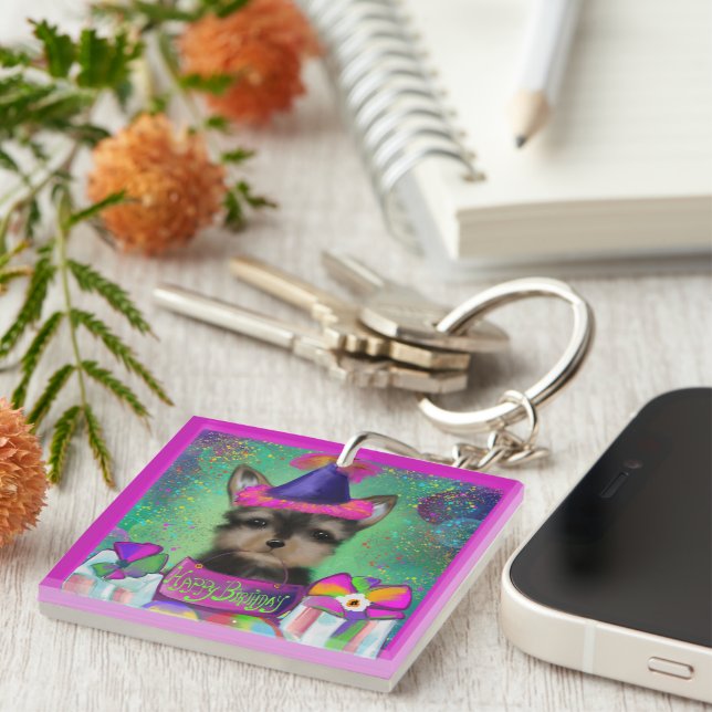 PORTE-CLEFS ANNIVERSAIRE YORKIE POO  (Devant Droit)