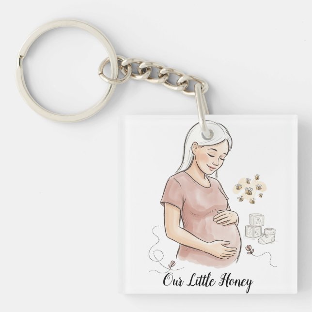 Porte-clefs Annonce de grossesse Maman To Bee Cute (Devant)