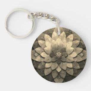 Porte-clefs Antique Golden Mandala Art Fleur texturée