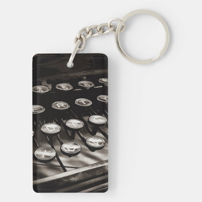Porte-clefs Antique Touches de machine à écrire Noir Blanc (Dos)